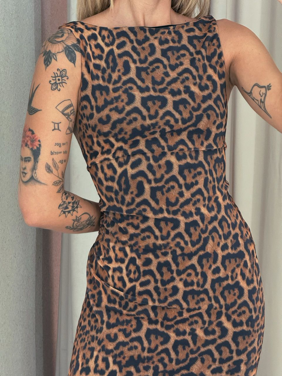 VESTIDO CAVADO TULE Onça