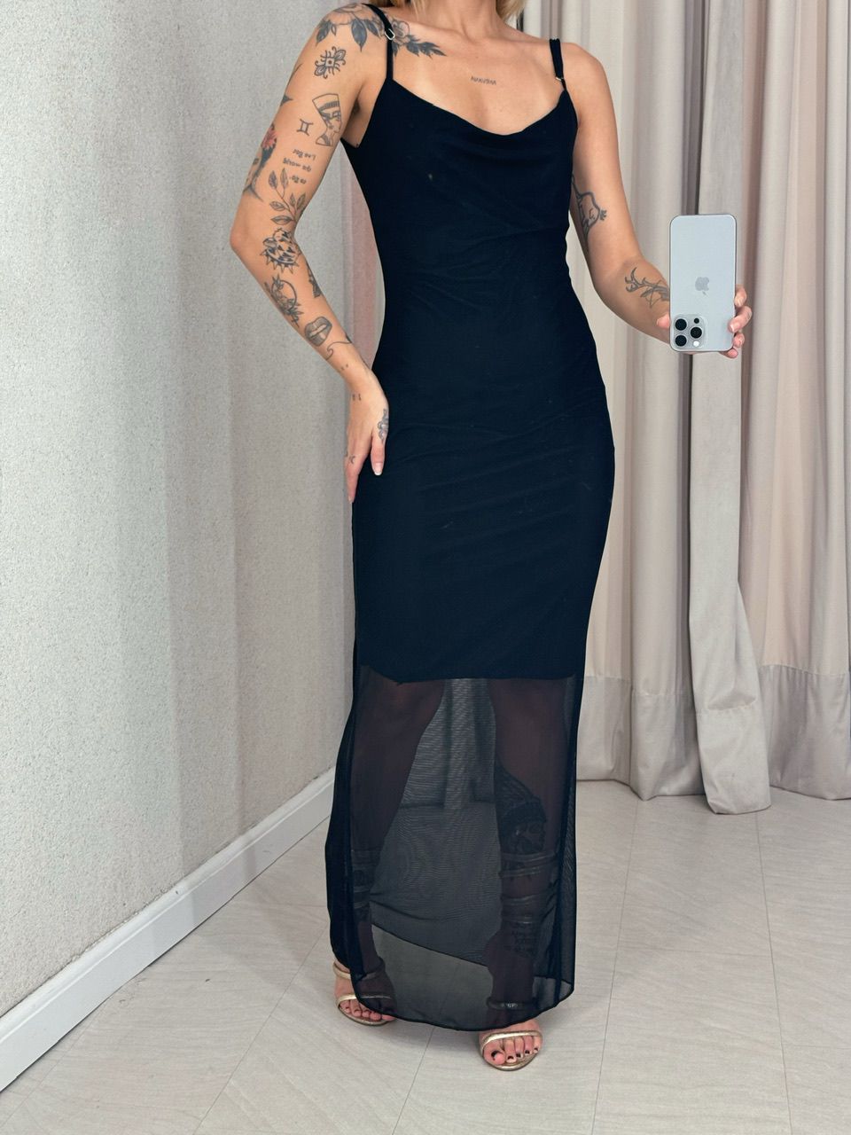 VESTIDO MAIA TULE ALÇA preto
