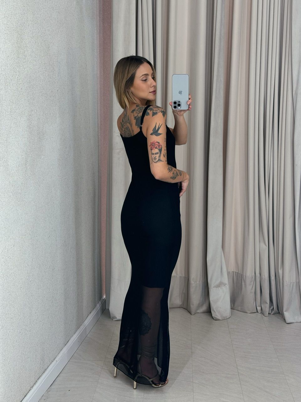 VESTIDO MAIA TULE ALÇA preto
