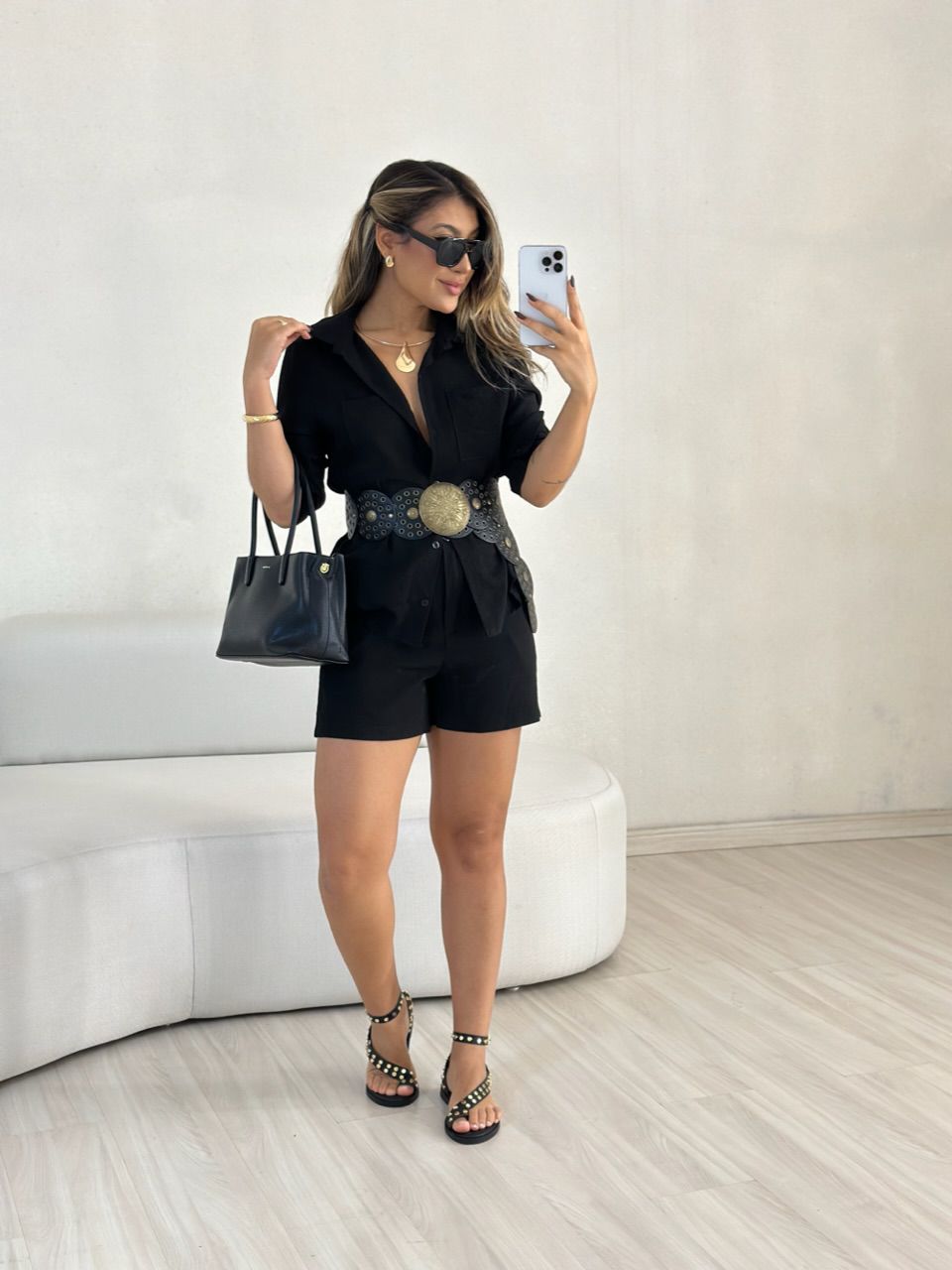 CONJUNTO LARISSA Camisa preto - 0060770032 - CAROLLA FERRARO