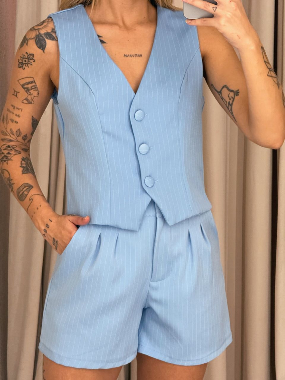 CONJUNTO MADALENA RISCA DE GIZ AZUL