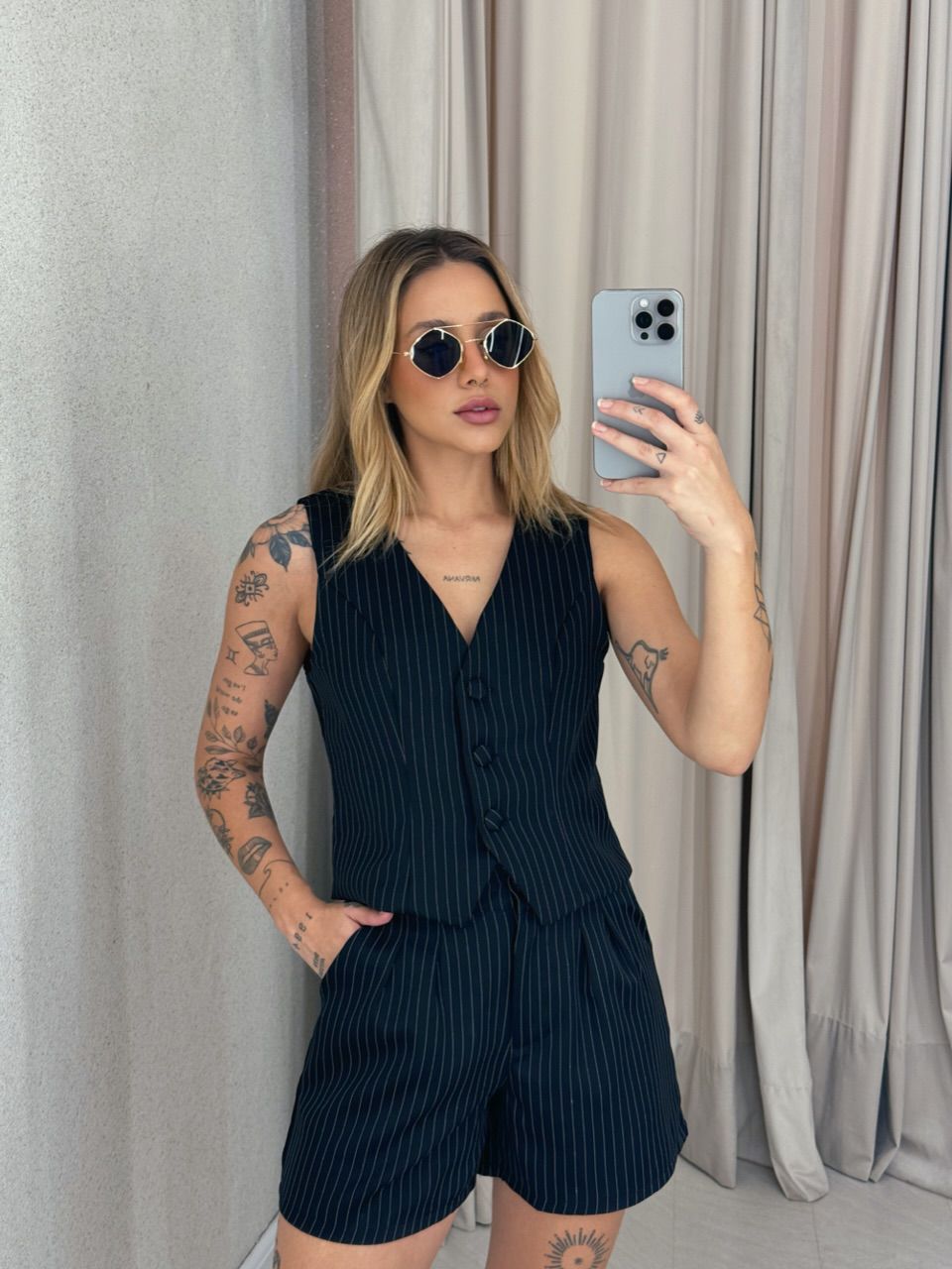 CONJUNTO MADALENA RISCA DE GIZ PRETO