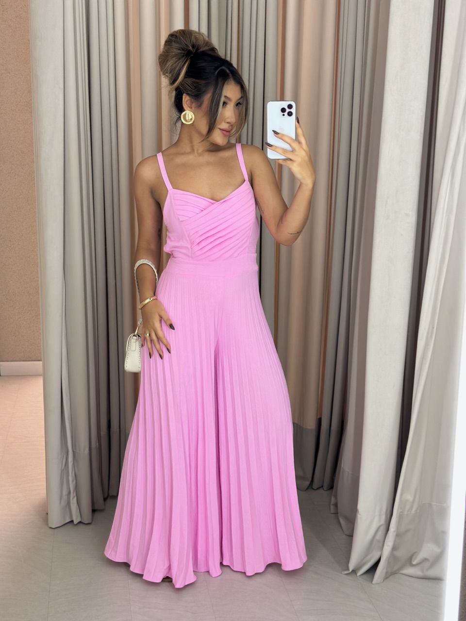 MACACÃO SCARLETT PLISSADO ROSA - 0060840031 - CAROLLA FERRARO
