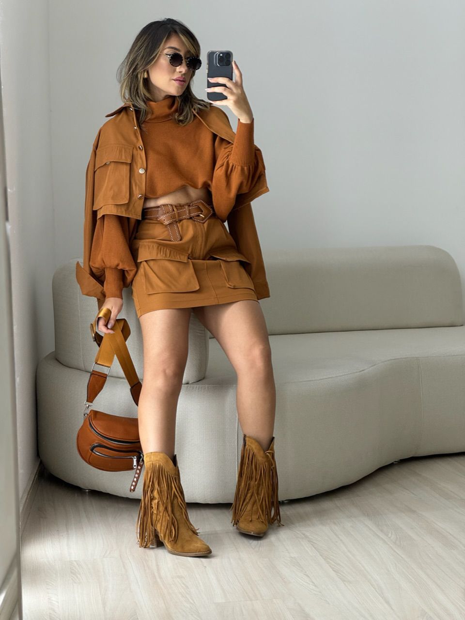 BLUSA MODAL GOLA ALTA FERRUGEM