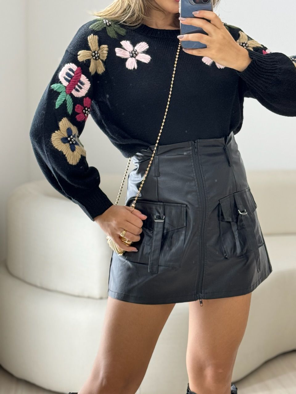 SAIA CHLOE CARGO PRETA - 0050600033 - CAROLLA FERRARO