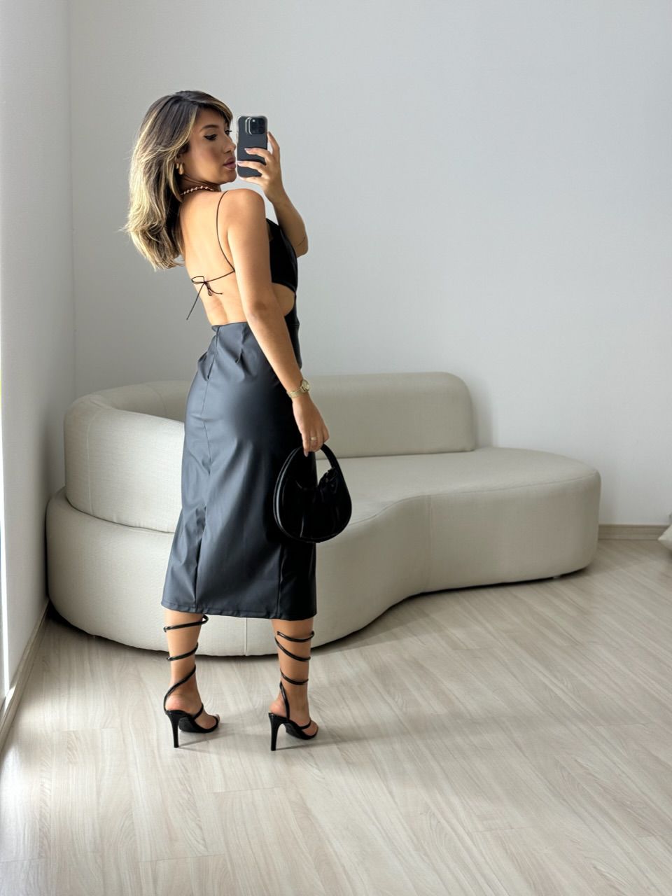 VESTIDO COURINO ALÇA PRETO