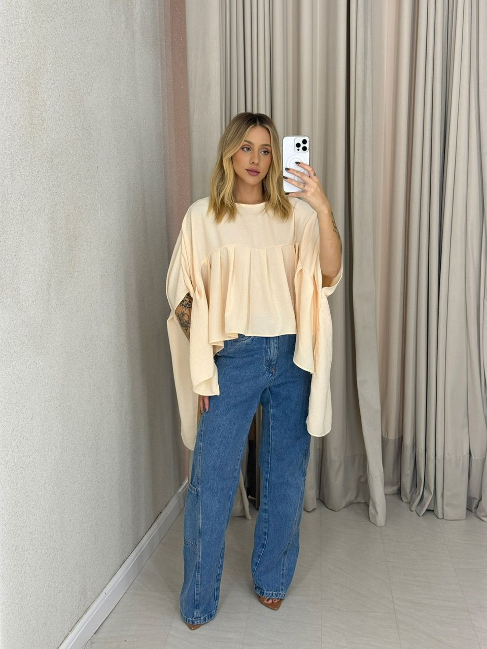 BLUSA MAGALI CAPA AREIA