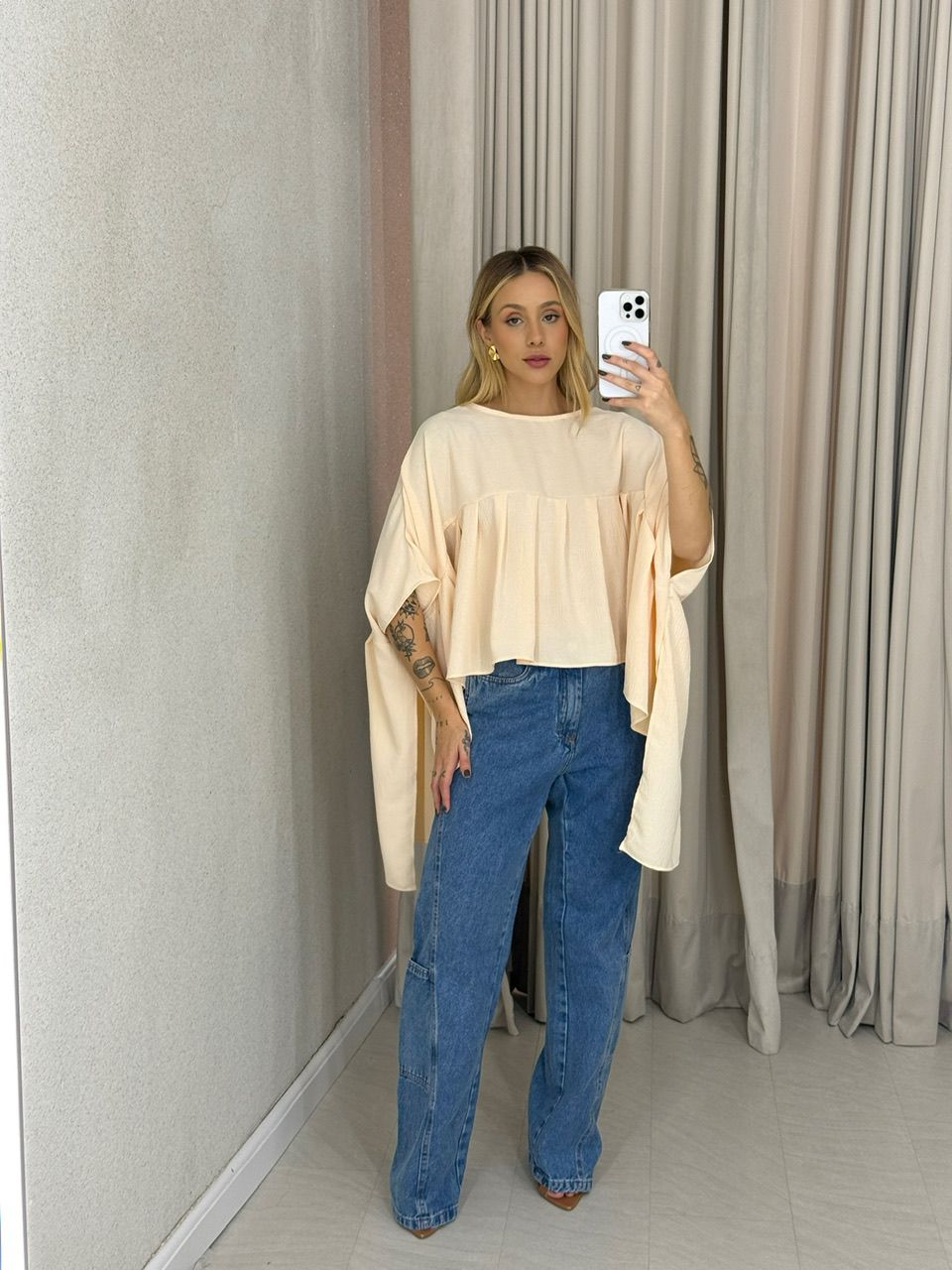 BLUSA MAGALI CAPA AREIA