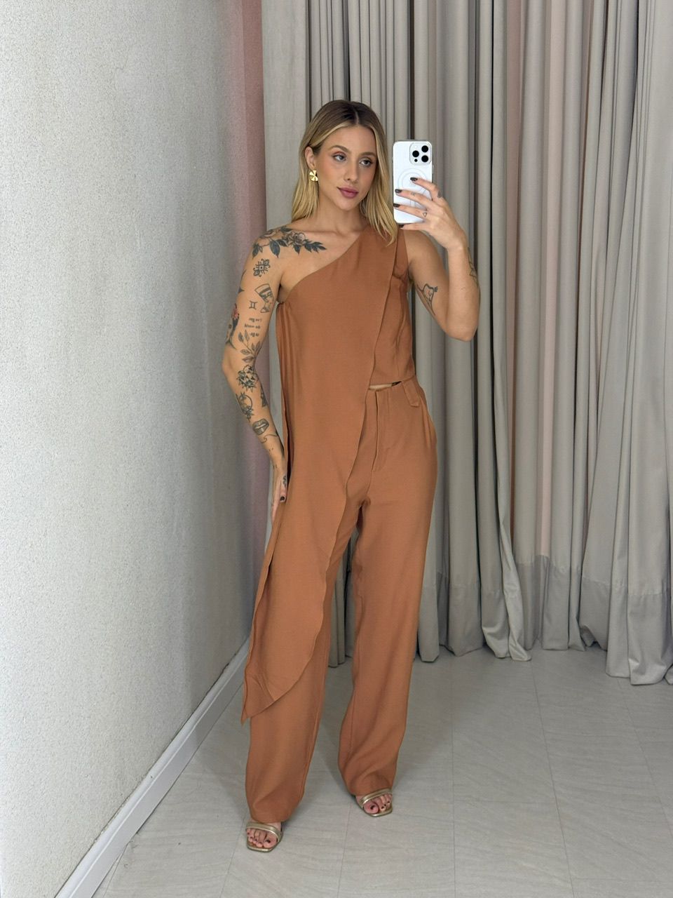 CONJUNTO MARILIA CALÇA NUDE - 0063060049 - CAROLLA FERRARO