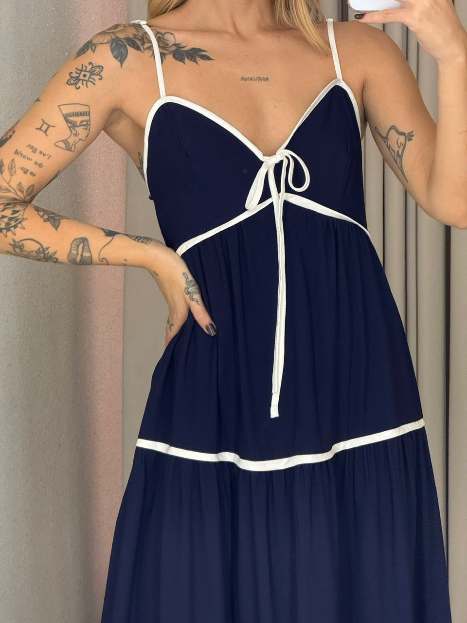 VESTIDO ANA CAROLINA ALÇA marinho