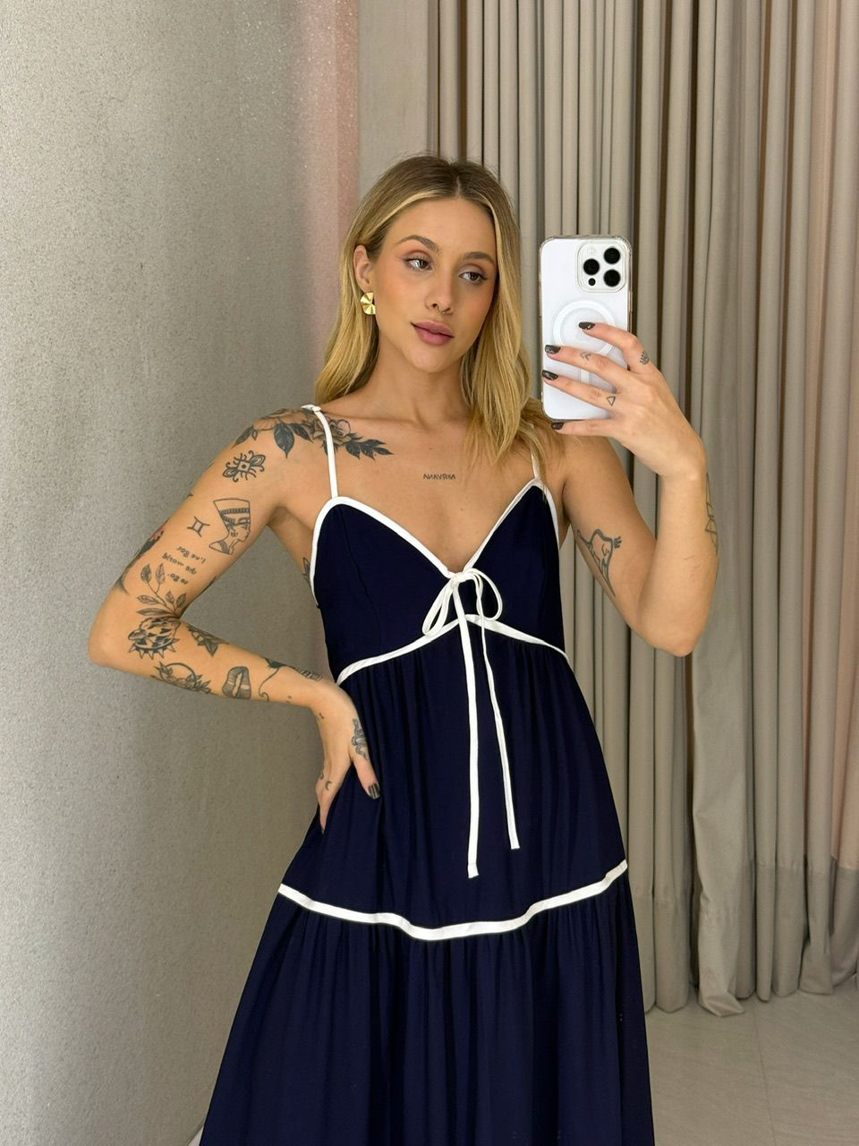 VESTIDO ANA CAROLINA ALÇA marinho
