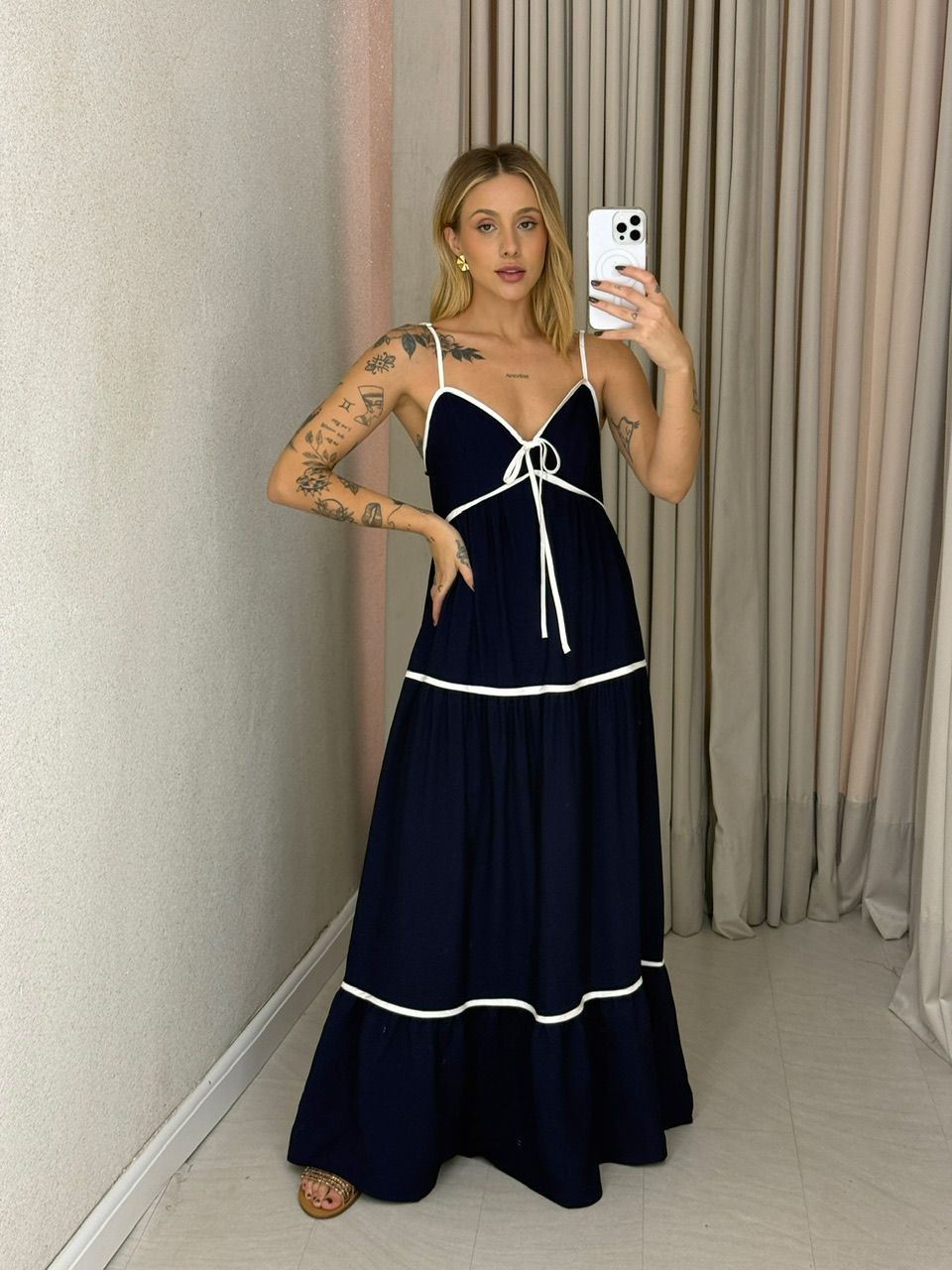 VESTIDO ANA CAROLINA ALÇA marinho - 0061720055 - CAROLLA FERRARO