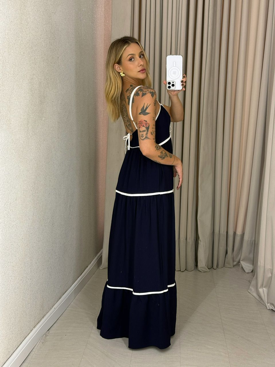VESTIDO ANA CAROLINA ALÇA marinho