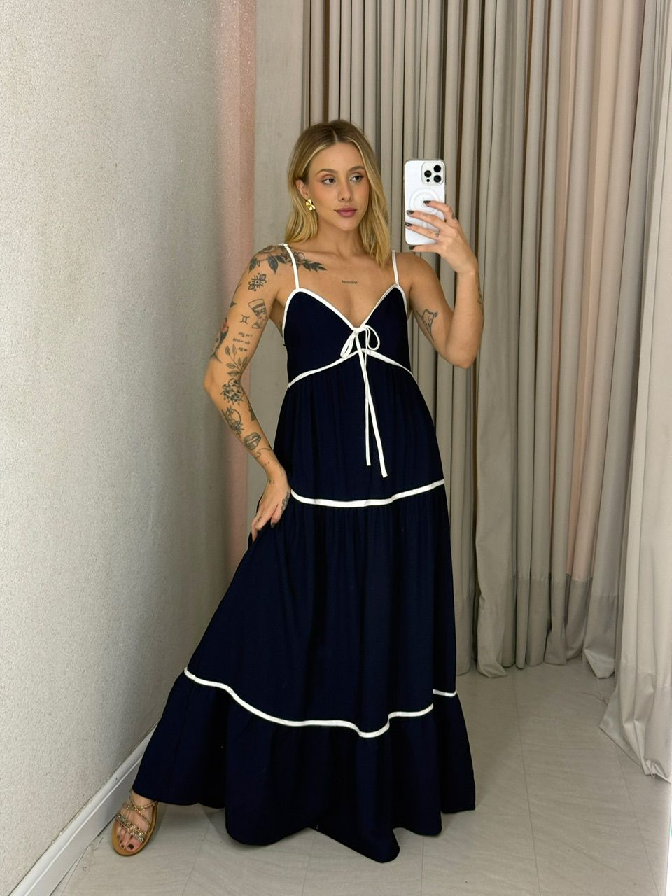 VESTIDO ANA CAROLINA ALÇA marinho