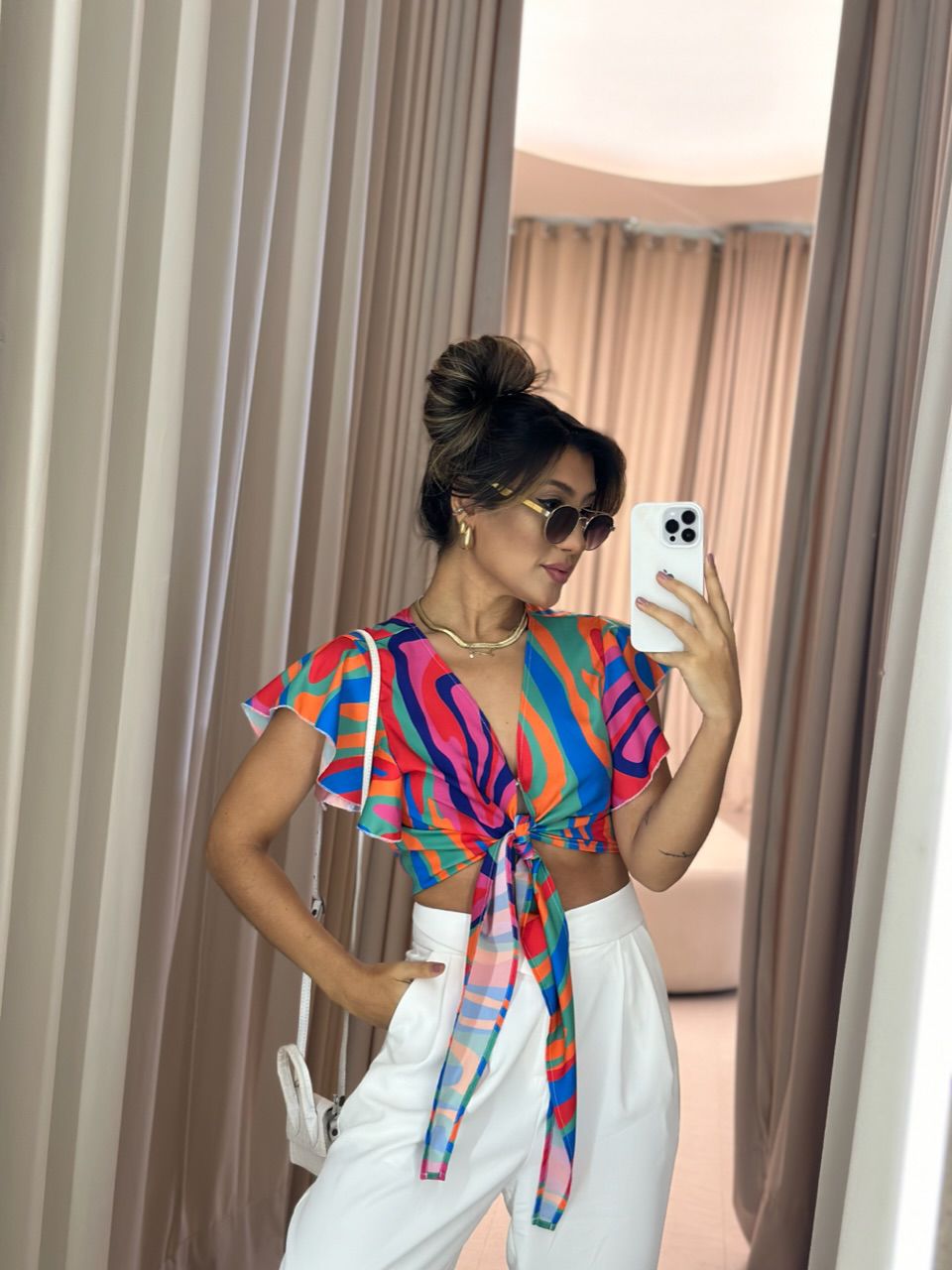 BLUSA LAÇO ESTAMPADA VERDE