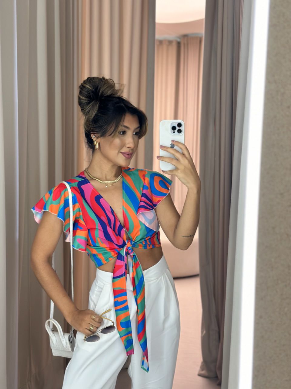 BLUSA LAÇO ESTAMPADA VERDE