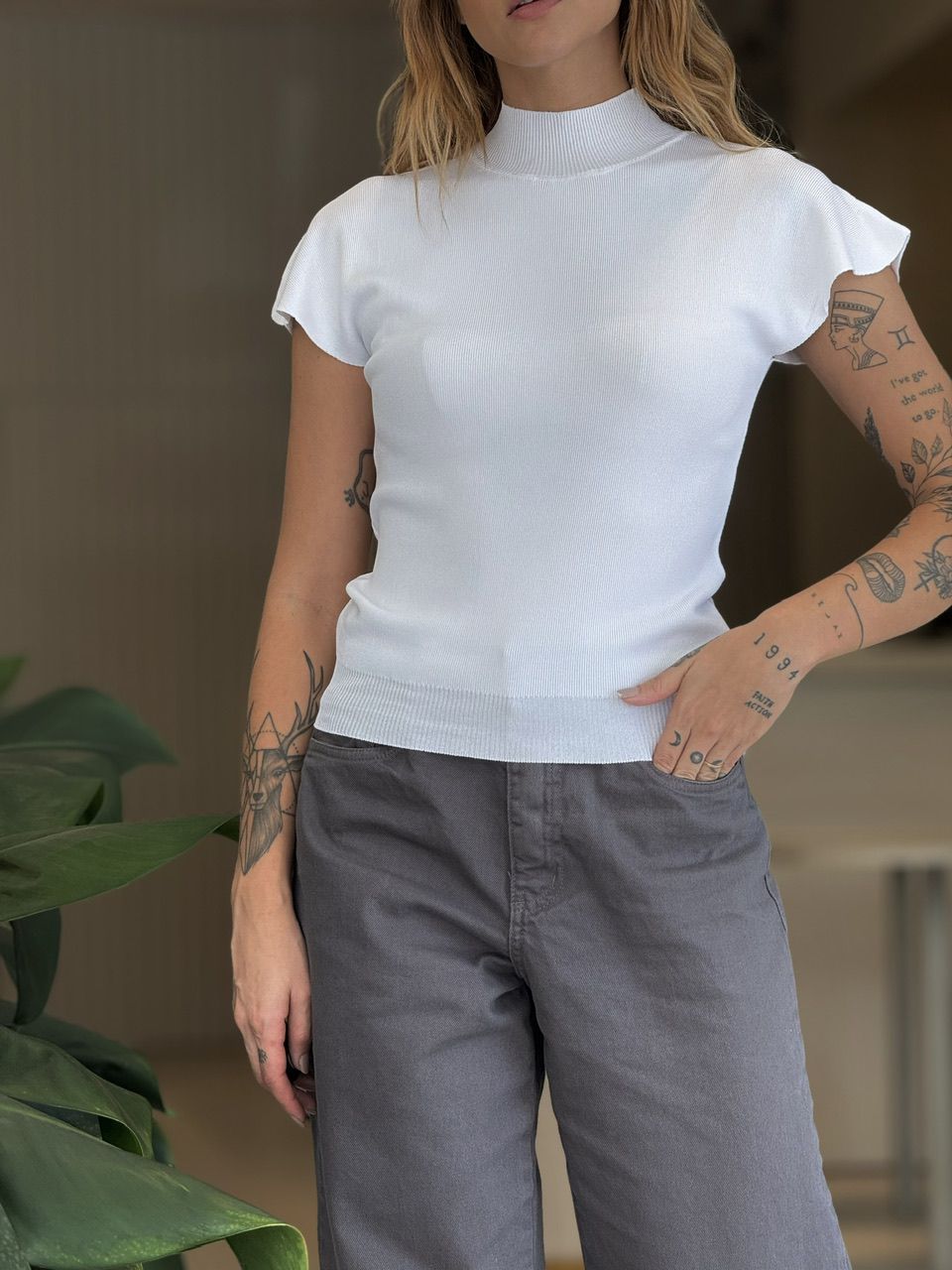 BLUSA ELISA MANGA BRANCA