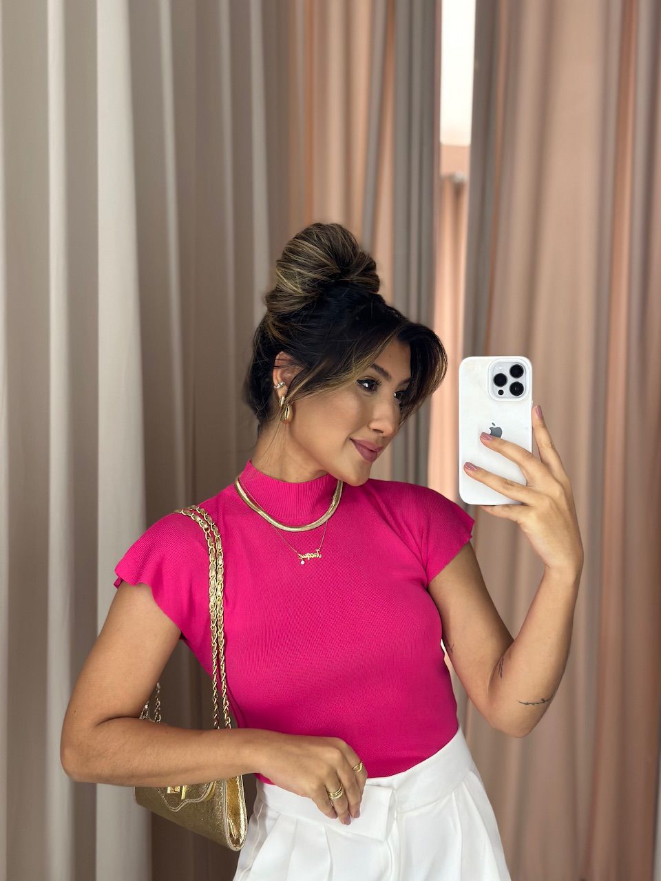 BLUSA ELISA MANGA PINK - 0051820037 - CAROLLA FERRARO