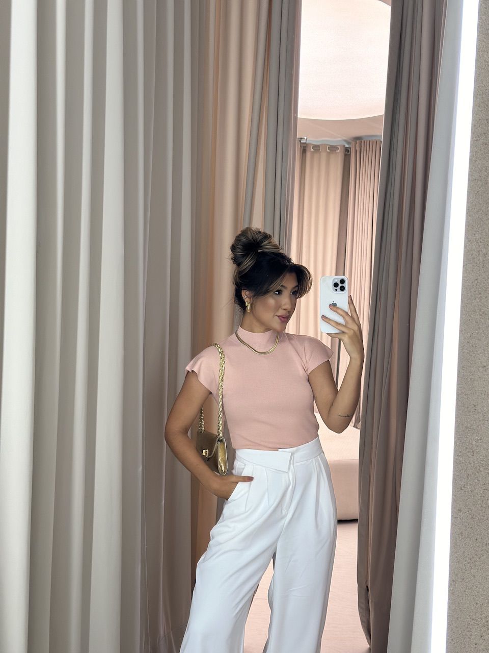 BLUSA ELISA MANGA ROSÊ