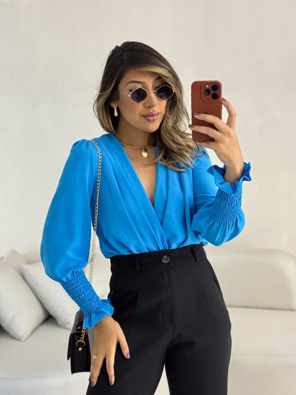 BODY ANGELINA DECOTE AZUL - 0052760109 - CAROLLA FERRARO