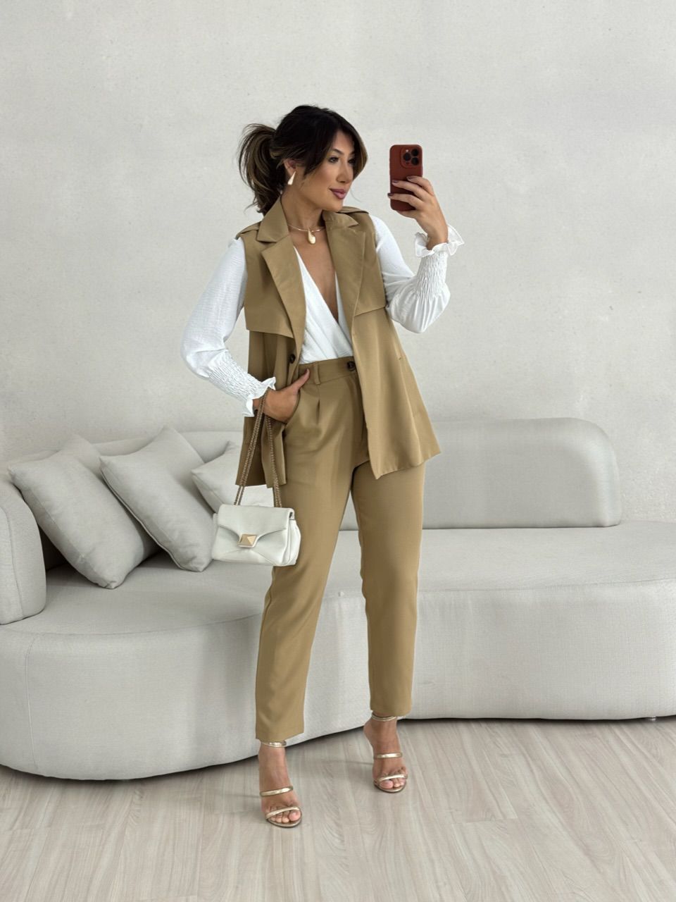 CONJUNTO NOEMI COLETE CAPUCCINO - 0052770125 - CAROLLA FERRARO