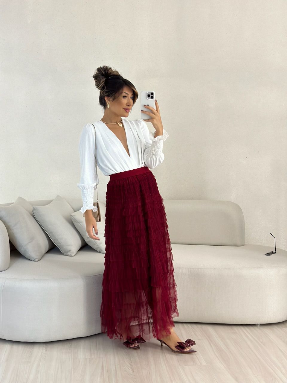SAIA EMÍLIA TULE CHERRY RED