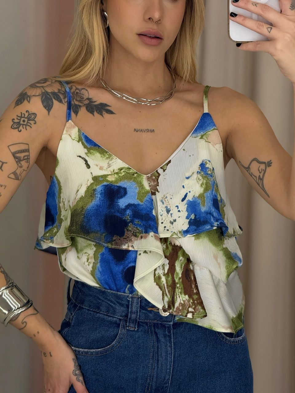 BLUSA BIA ESTAMPADA VERDE