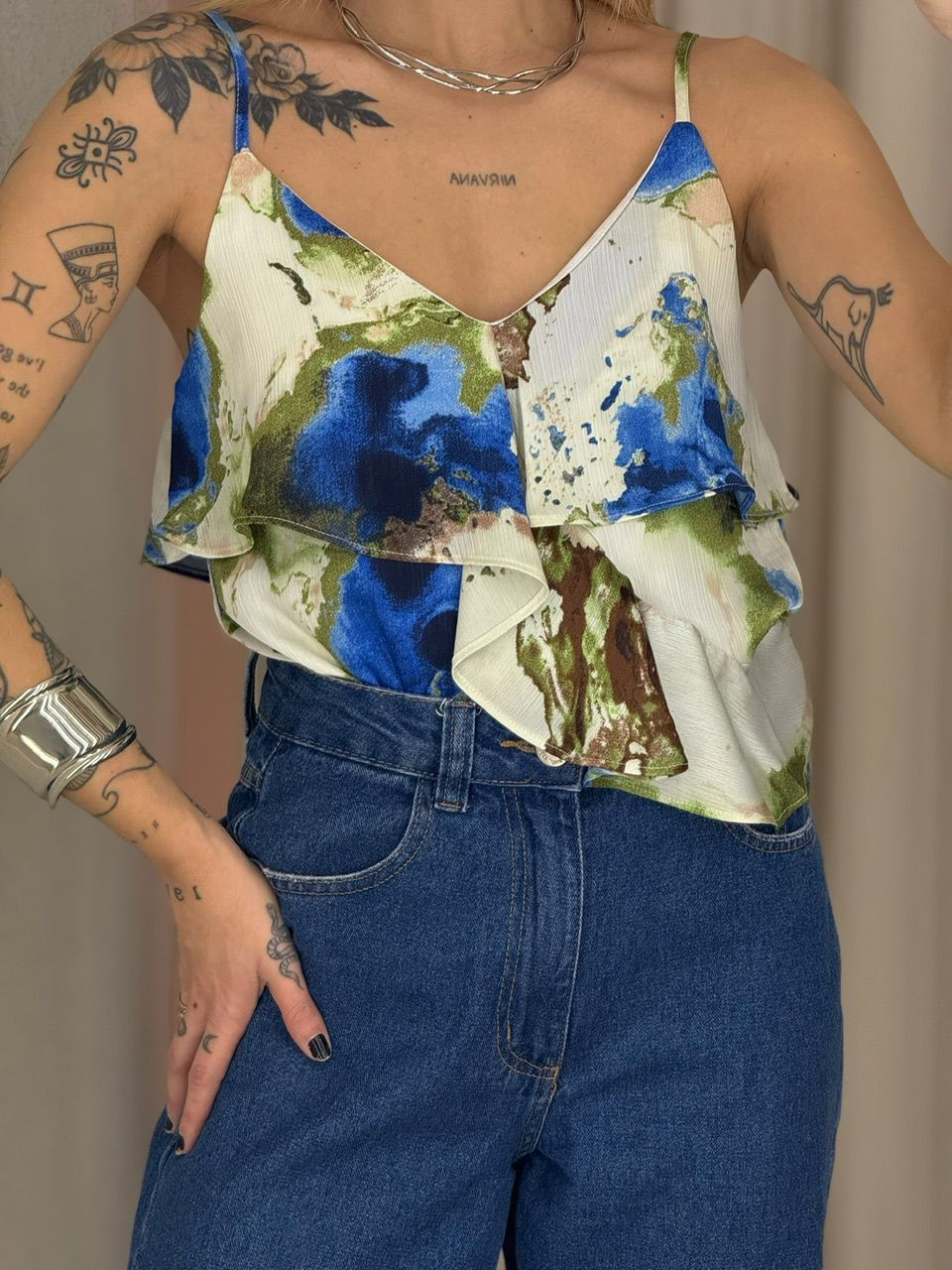 BLUSA BIA ESTAMPADA VERDE