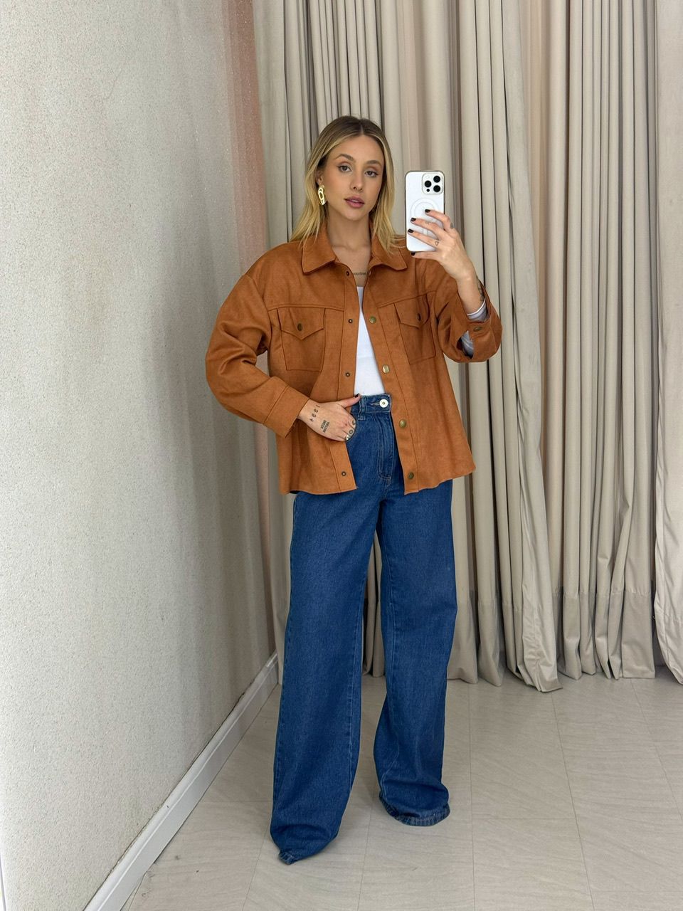 CAMISA FABIANA SUEDE CARAMELO