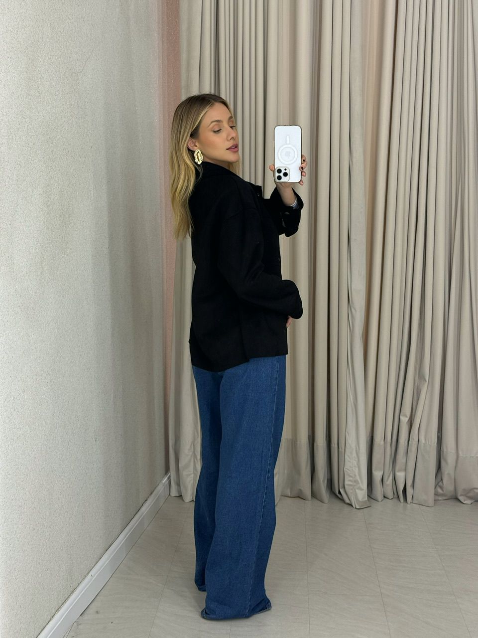 CAMISA FABIANA SUEDE PRETA