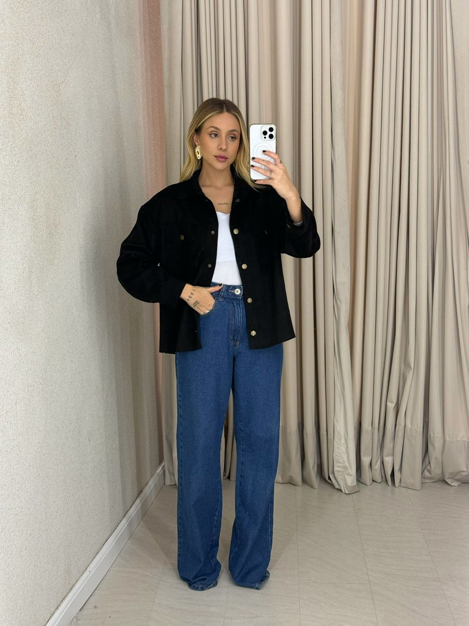 CAMISA FABIANA SUEDE PRETA