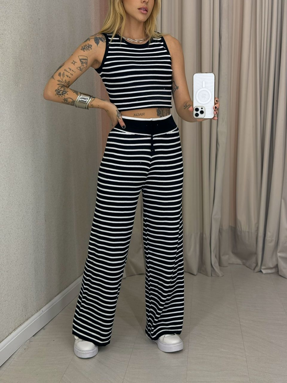 CONJUNTO AGDA LISTRADO PRETO