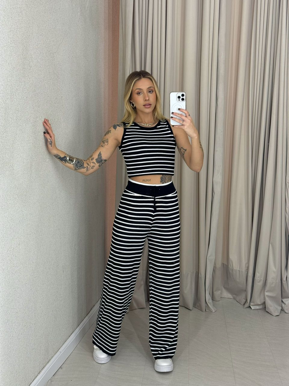 CONJUNTO AGDA LISTRADO PRETO