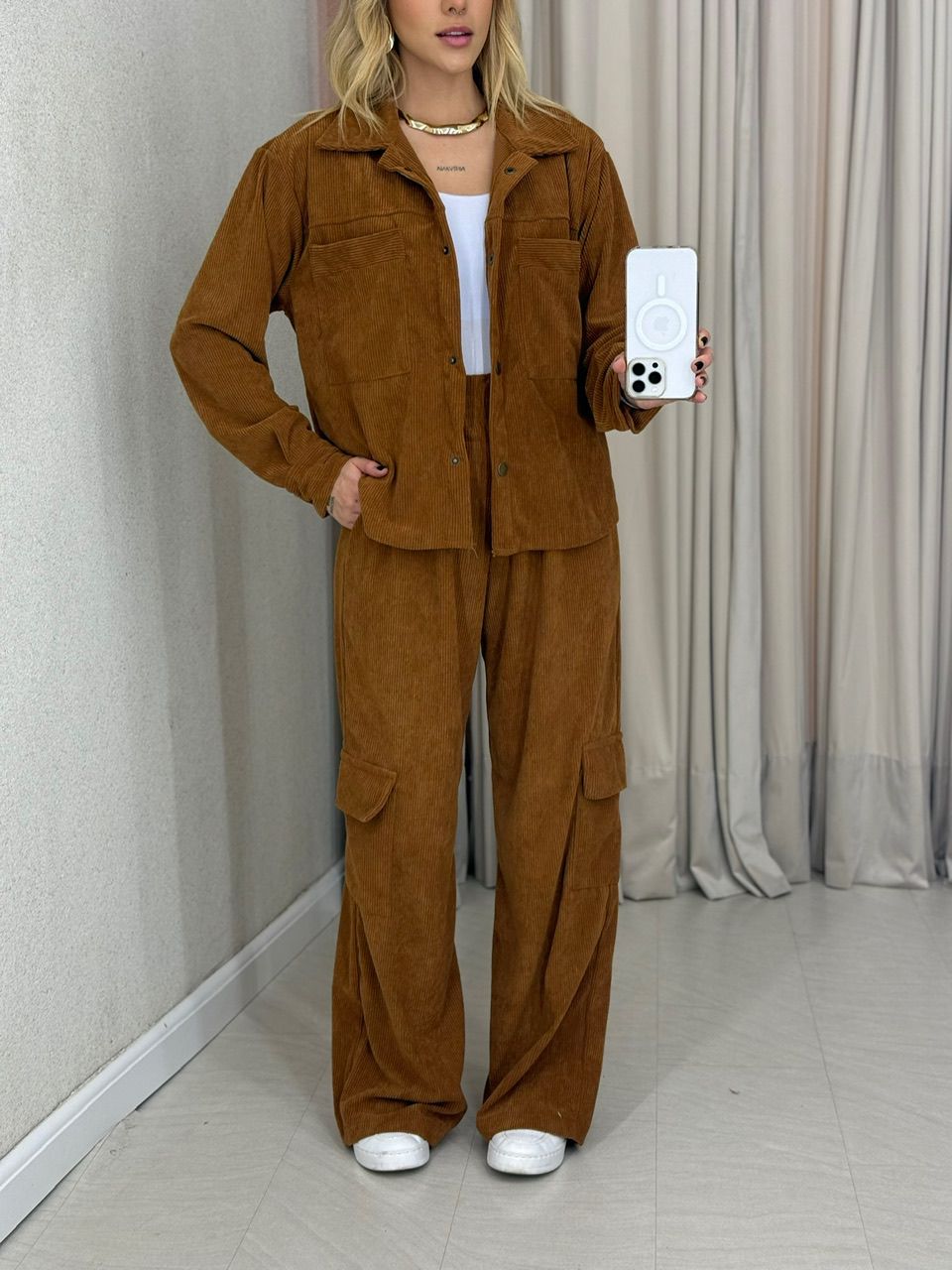 CONJUNTO ANALICE COTELÊ CARAMELO