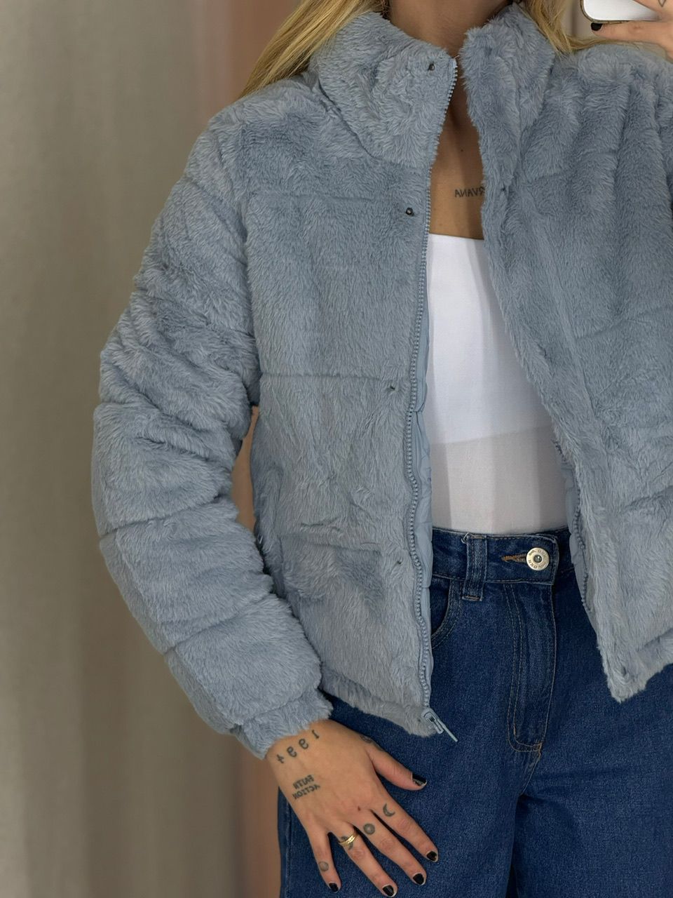 PUFFER ALINE DUPLA FACE AZUL
