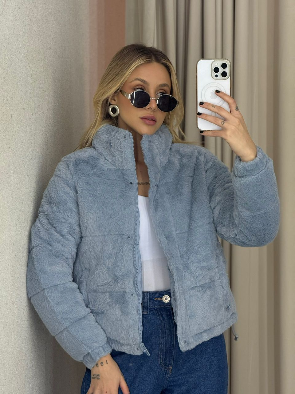 PUFFER ALINE DUPLA FACE AZUL