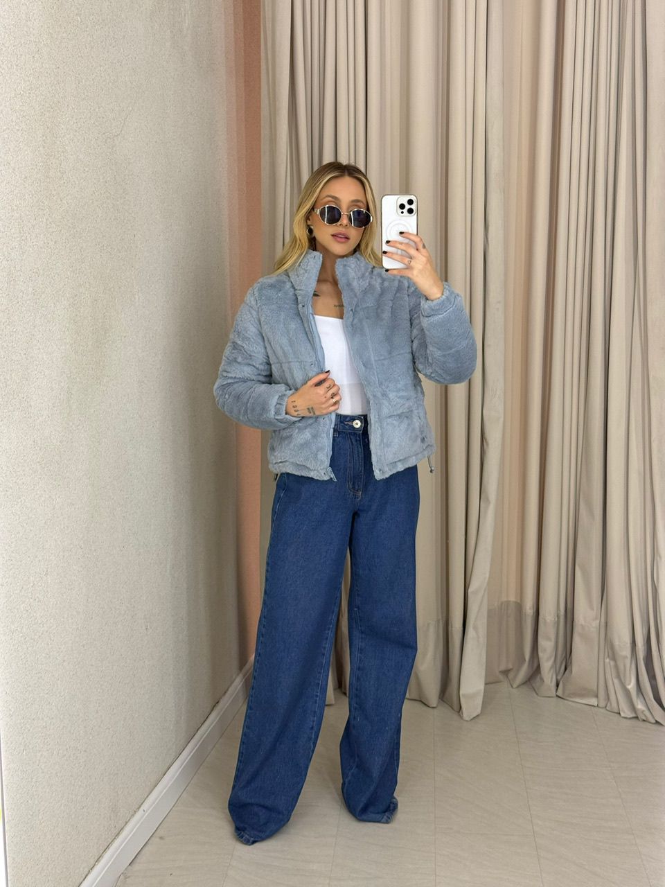 PUFFER ALINE DUPLA FACE AZUL