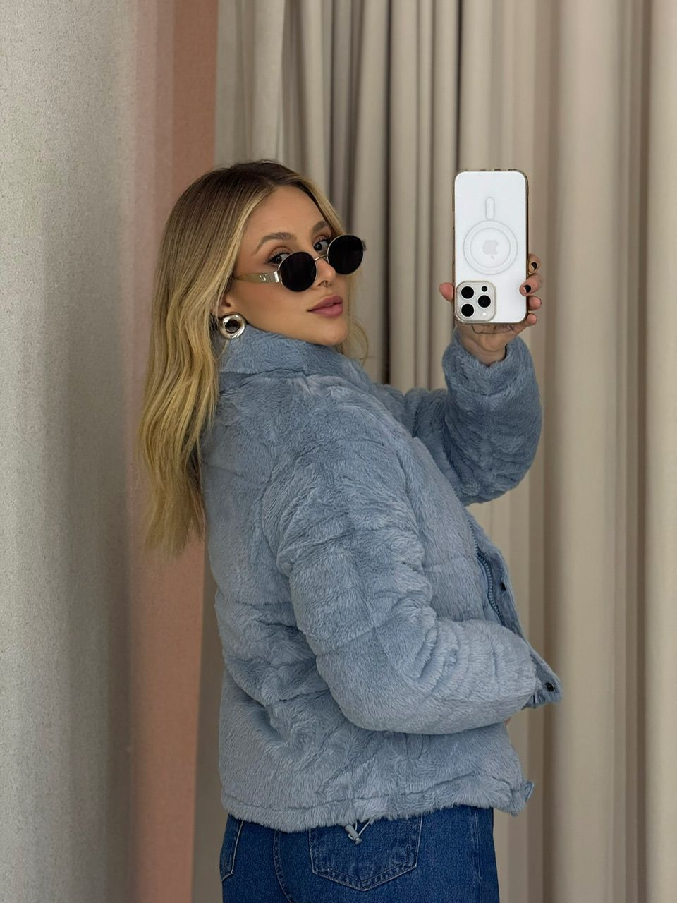 PUFFER ALINE DUPLA FACE AZUL
