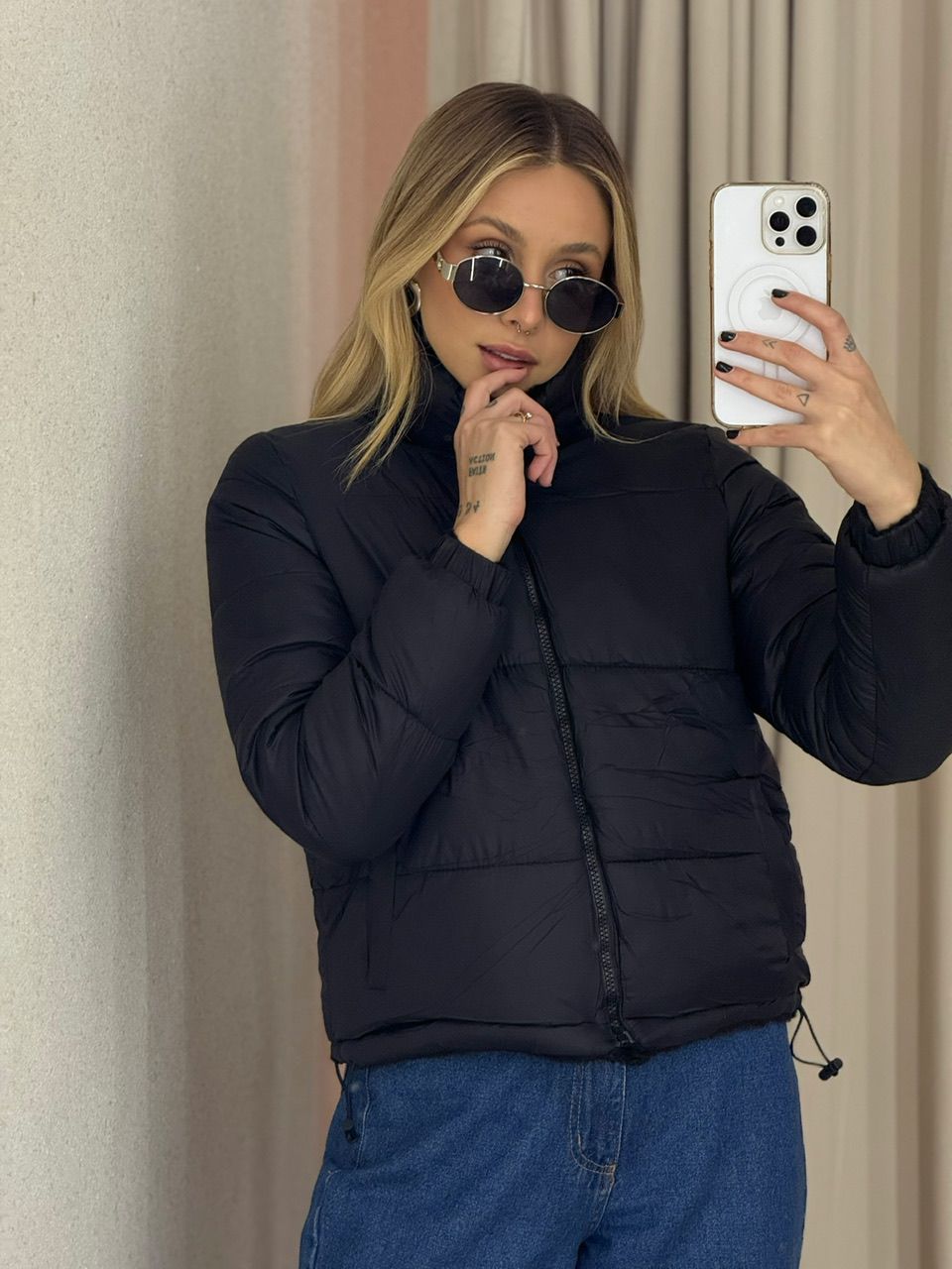 PUFFER ALINE DUPLA FACE PRETO