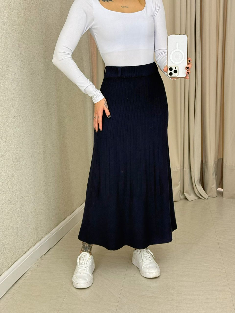 SAIA DIVA TRICOT MARINHO - 0065300055 - CAROLLA FERRARO