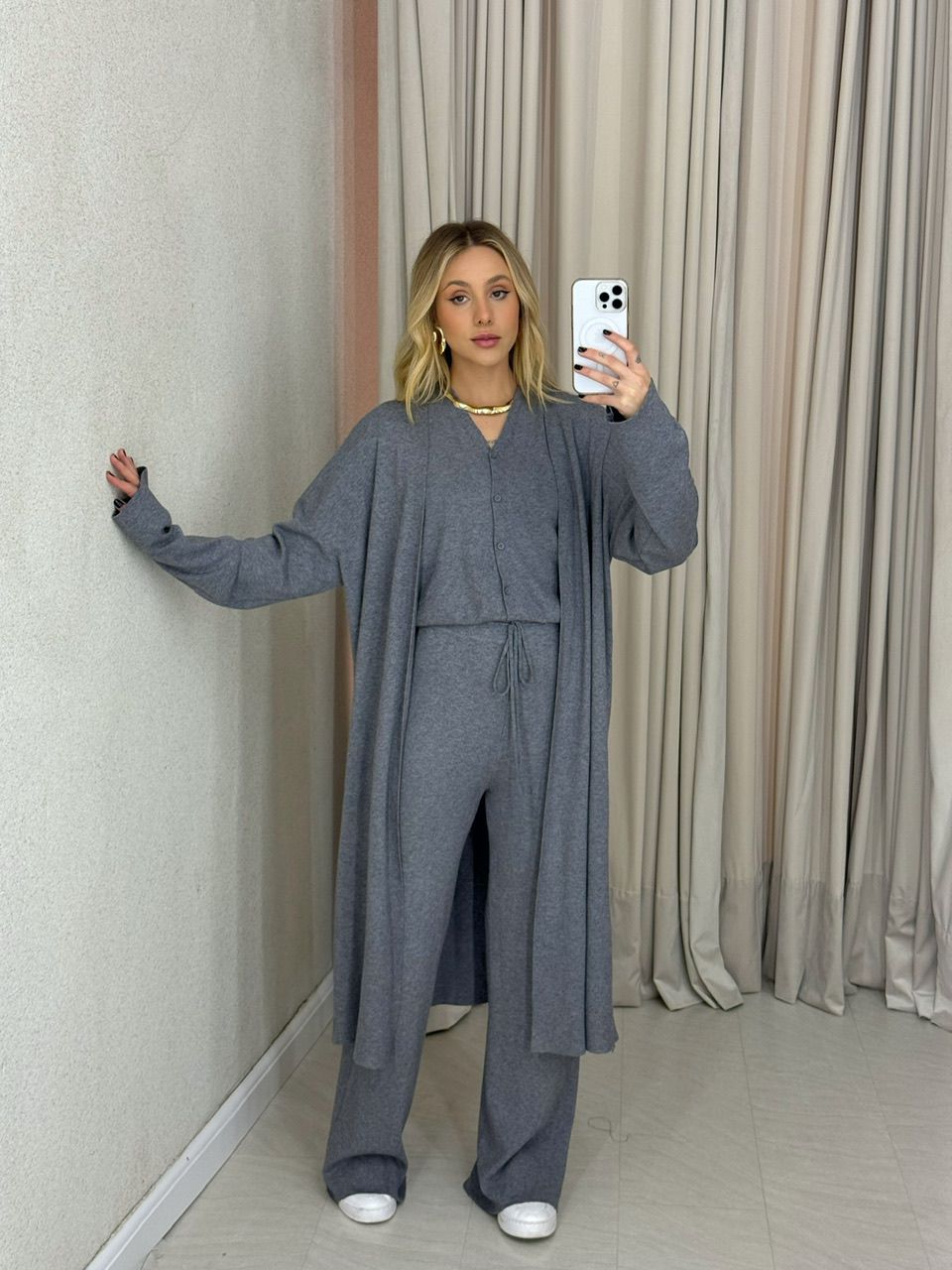TRIJUNTO AMANDA TRICOT CINZA - 0065250091 - CAROLLA FERRARO