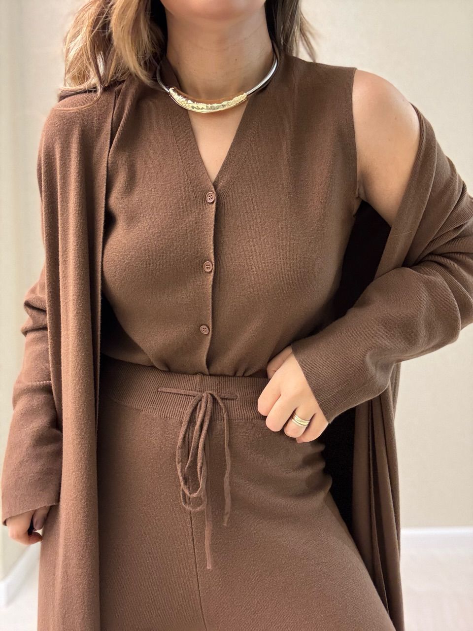 TRIJUNTO AMANDA TRICOT MARROM