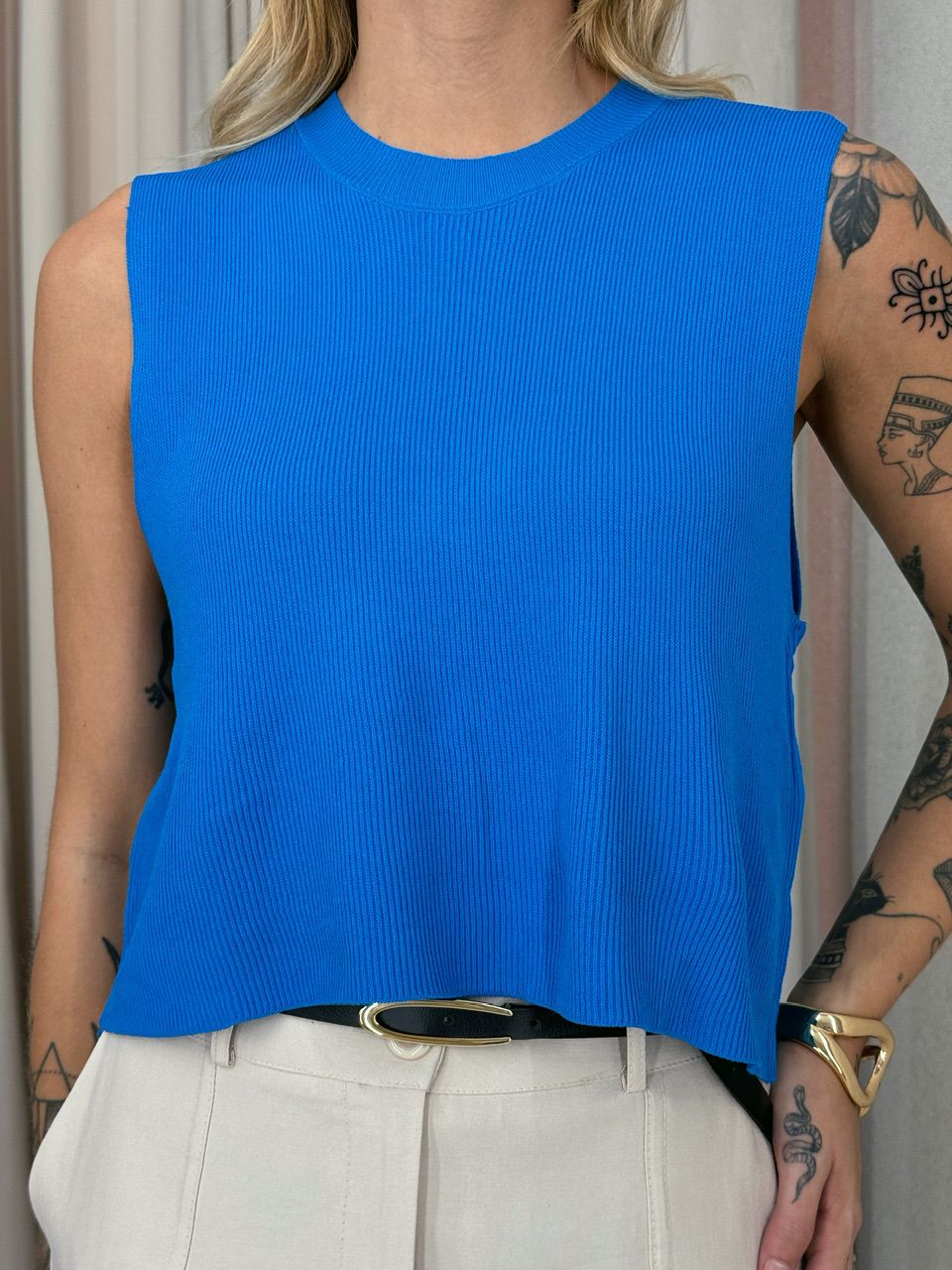 BLUSA JADE TRICOT CAVADA AZUL