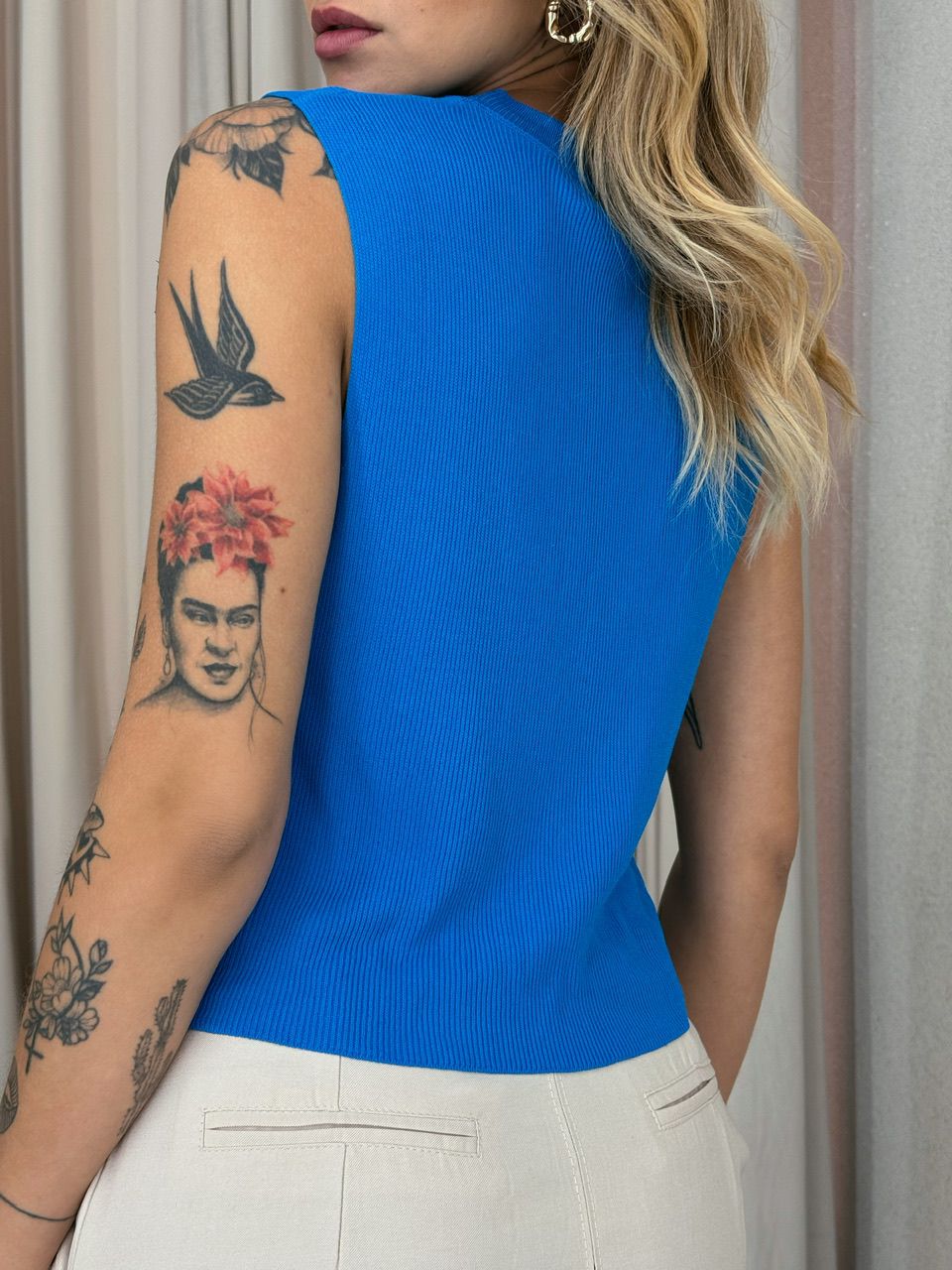 BLUSA JADE TRICOT CAVADA AZUL