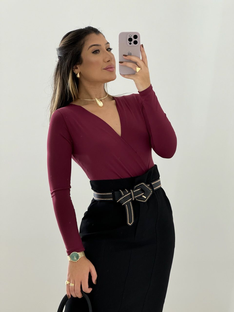 BODY TRESPASSADO MANGA LONGA CHERRY RED - 00537603... - CAROLLA FERRARO