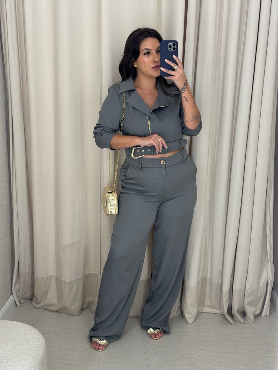 CONJUNTO DIANA CALÇA CINZA