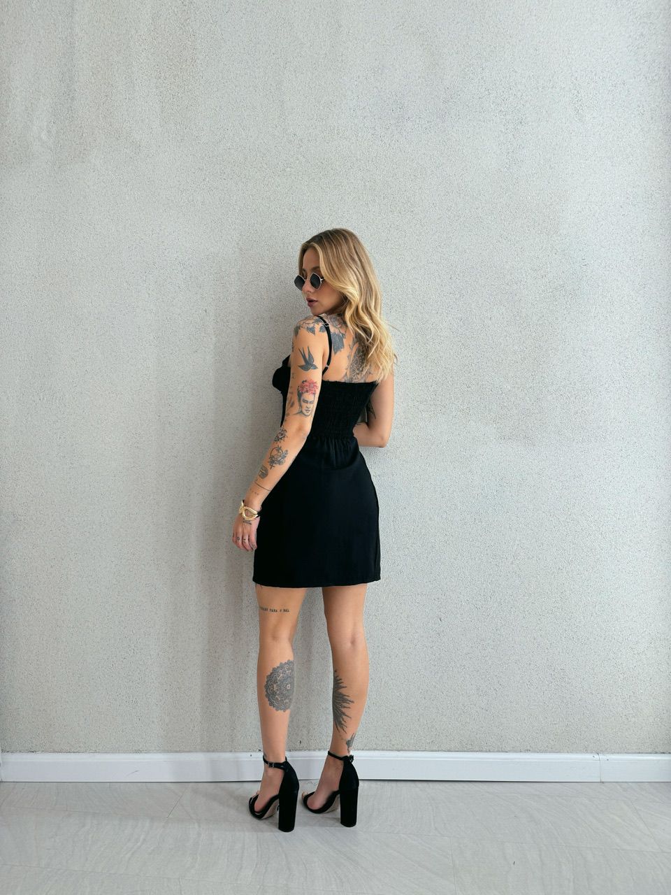 VESTIDO CATARINA FLOR PRETO