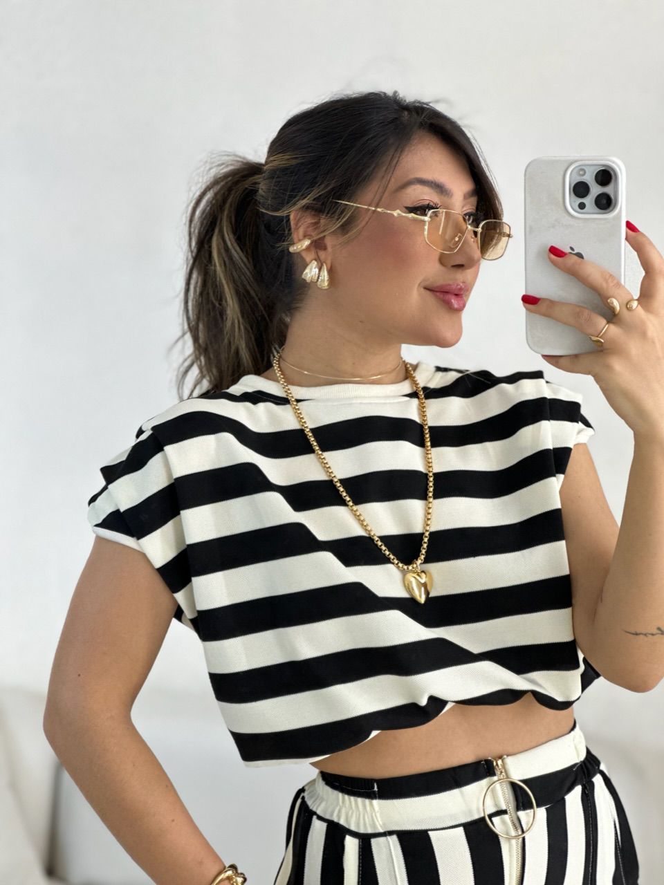 BLUSA LUNA LISTRAS Preta - 0056010033 - CAROLLA FERRARO