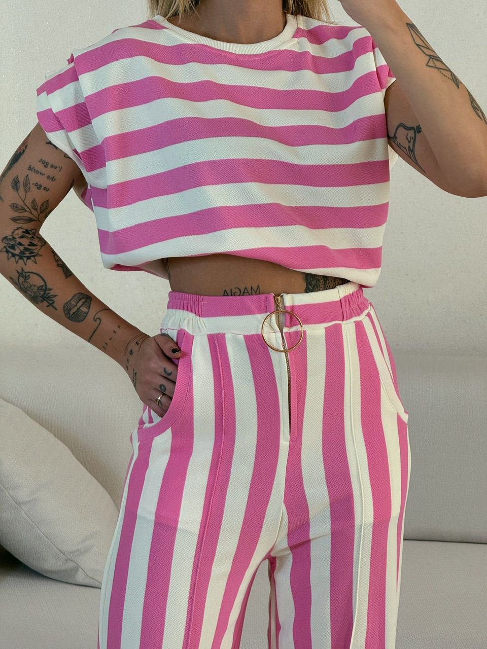 BLUSA LUNA LISTRAS Rosa