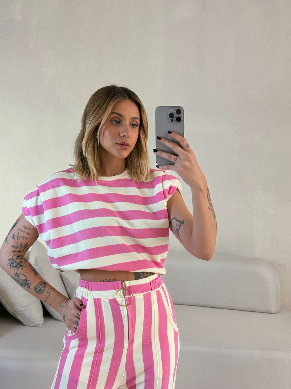 BLUSA LUNA LISTRAS Rosa